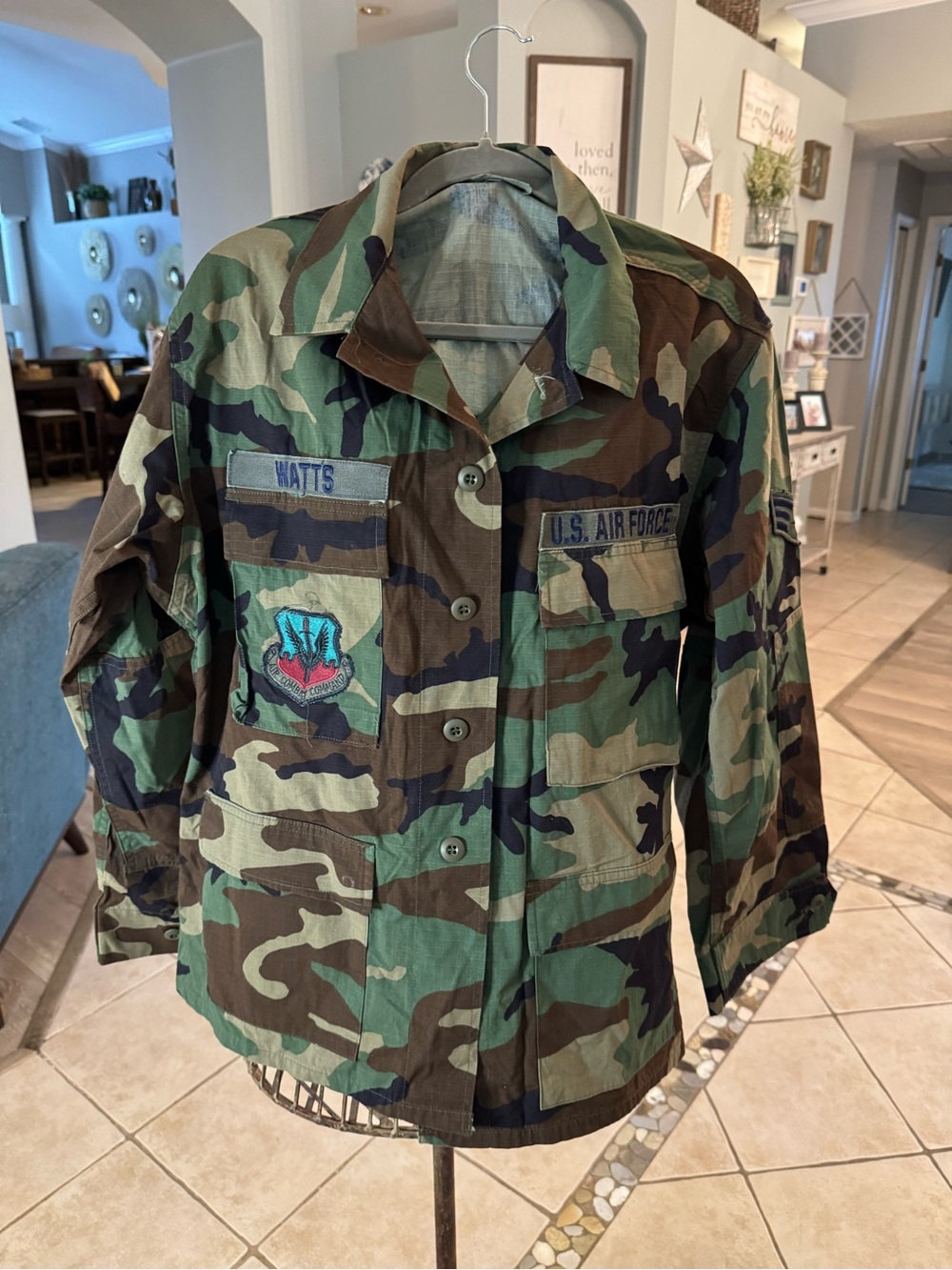 Vintage U.S. Air Force Woodland Camo BDU Field Jacket Watts Medium Short Militar